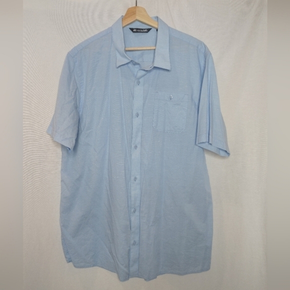 Travis Mathew Shirt Button Front‎ Shirt Sleeveless Cotton Blend Light Blue XXL - Picture 2 of 6